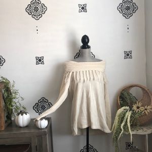 Bohemian Cream beautiful sweater with fringe